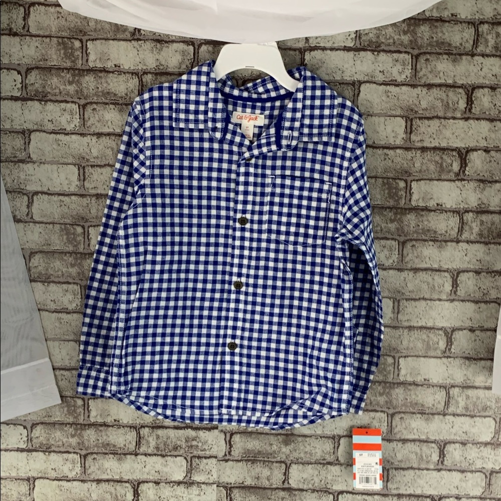 Cat & Jack NEW gingham plaid dress shirt